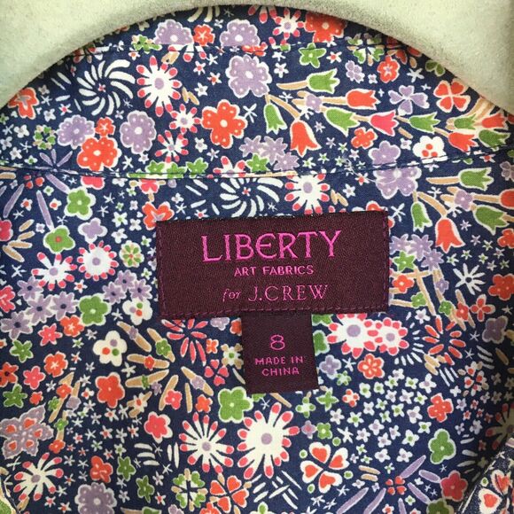 J Crew Liberty Art Fabrics Floral Perfect Shirt Women 8 Multicolor Cottage - Picture 6 of 13
